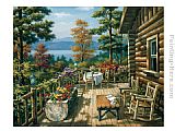 Sung Kim Log Cabin Porch painting